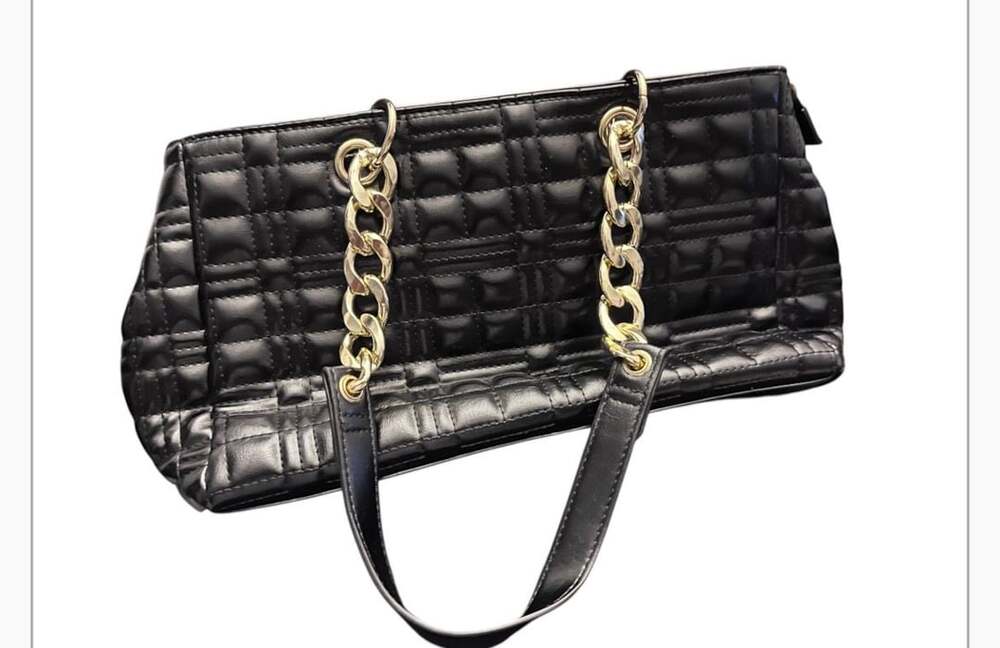 Like Dreams Love Washed Black Quilted Faux Leather Chain Strap Shoulder Bag